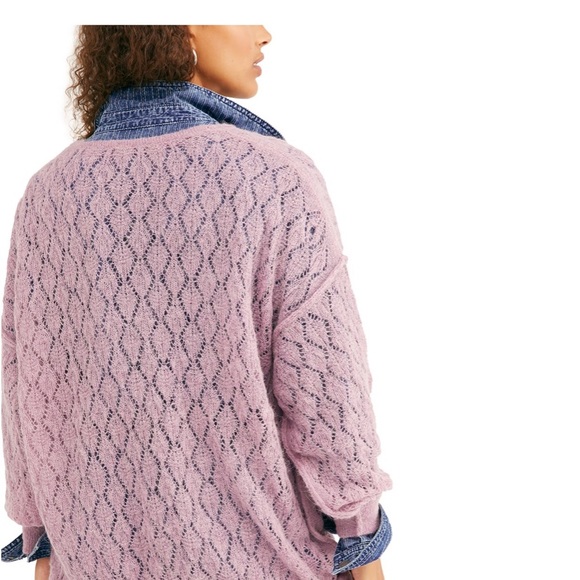 Free People say hello sweater in lilac - Picture 3 of 7